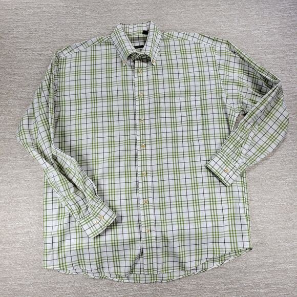 Burberry London Mens Shirt Large Green Plaid Button Down 100% Cotton - Picture 8 of 15